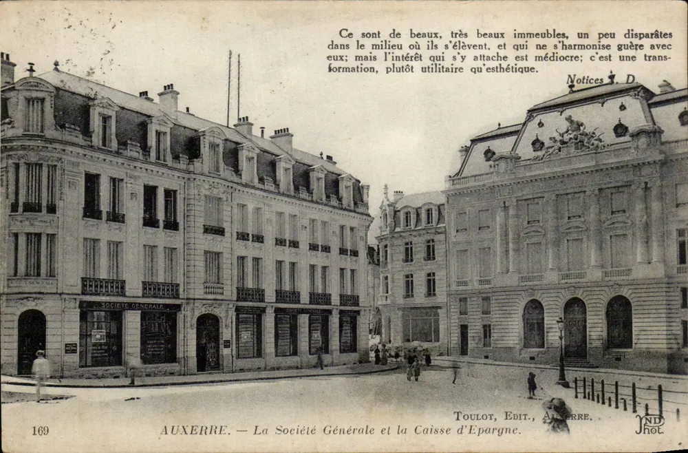 Auxerre — La Société Générale et la Caisse d'Épargne — Toulot, Édit., Auxerre, n°169 - Vorderseite