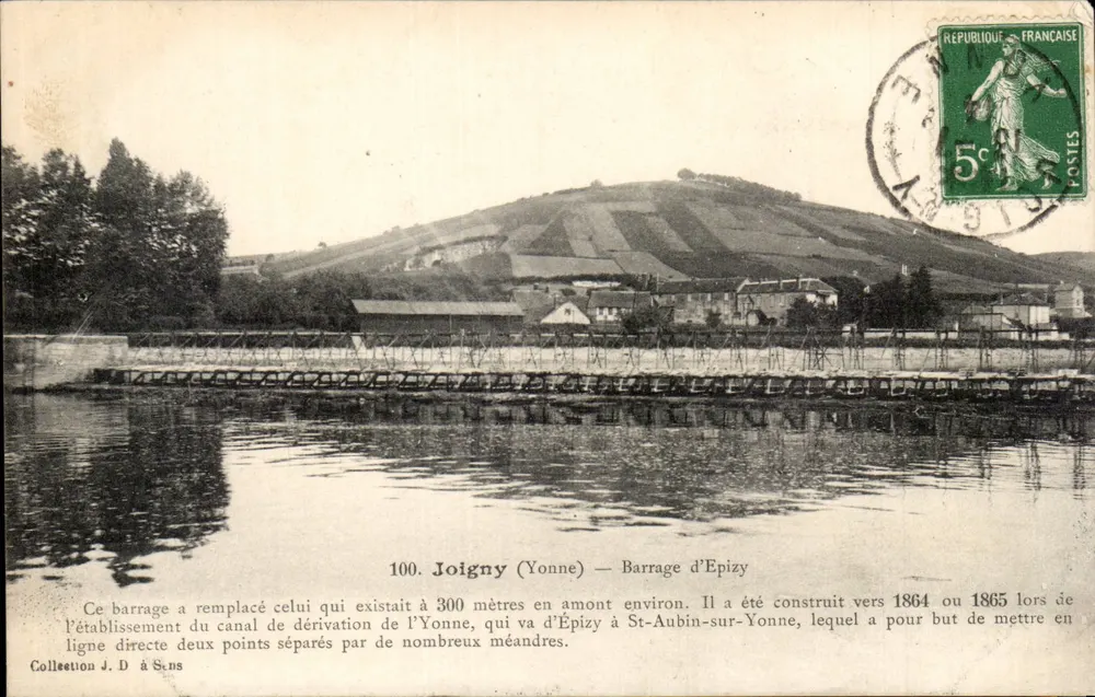 Joigny (Yonne) — Barragem de Épizy — Coleção J. D à Sens - Frente