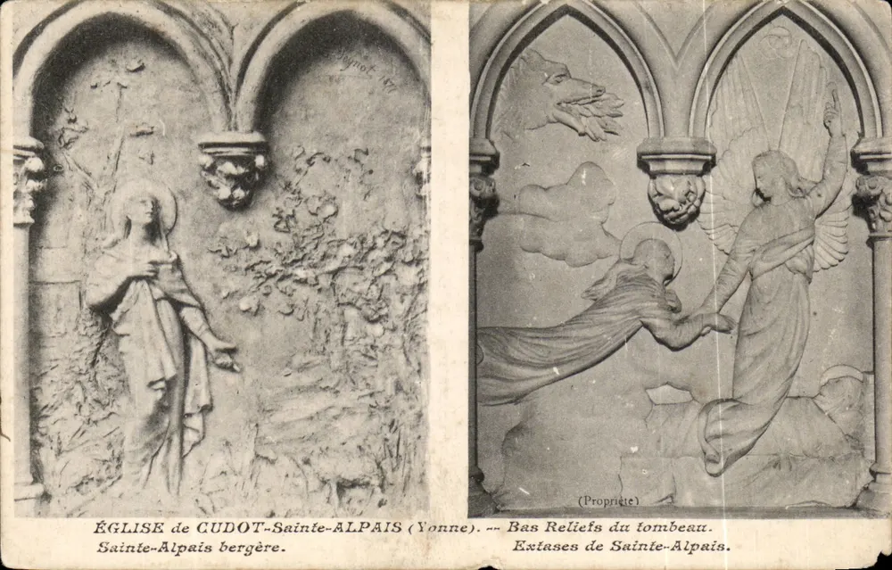 Kirche von Cudot-Sainte-Alpais (Yonne) — Basreliefs des Grabmals — Eigentum - Vorderseite