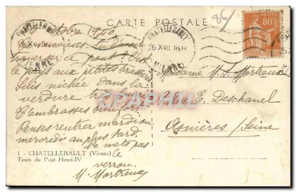 Tours do Ponte Henri-IV — Châtellerault — Cim - Verso