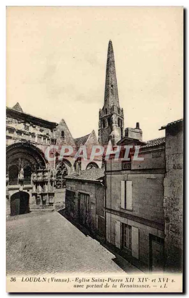 Loudun (Vienne) — Kirche Saint-Pierre XII. bis XIV. und XVI. Jahrhundert mit Renaissanceportal — Imp. Lévy et Seurrein, Paris - Vorderseite