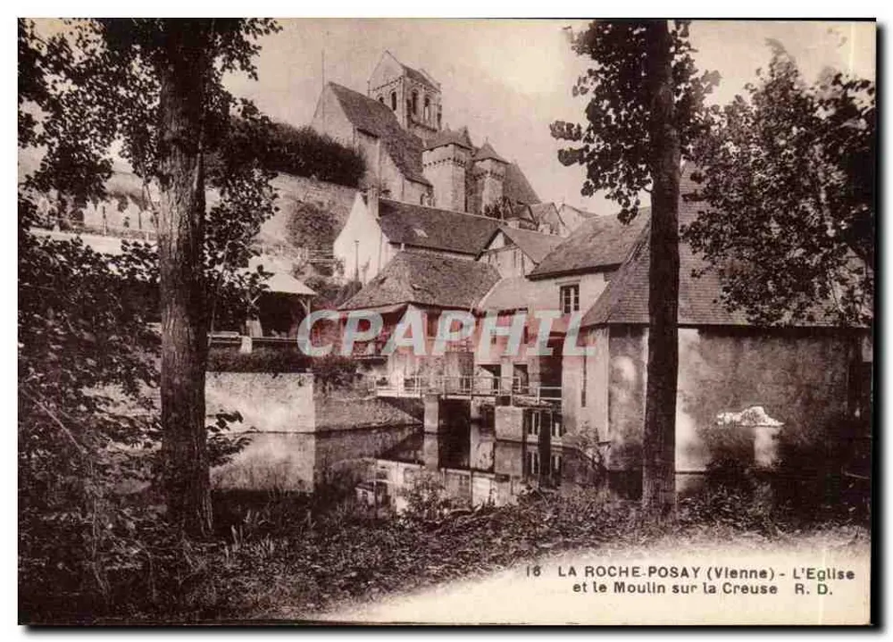 La Roche-Posay (Vienne) — Die Kirche und das Mühle am Creuse — R.D. - Vorderseite