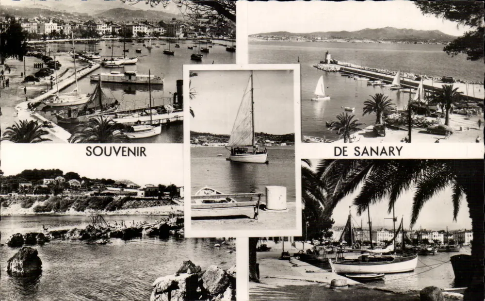 Sanary-sur-Mer — vista do porto e das praias — Éditions MARY, Toulon, n°175 - Frente