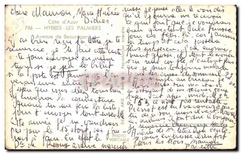 Die Palmen — Avenue de Beauregard — Hyères, Côte d'Azur - Rückseite