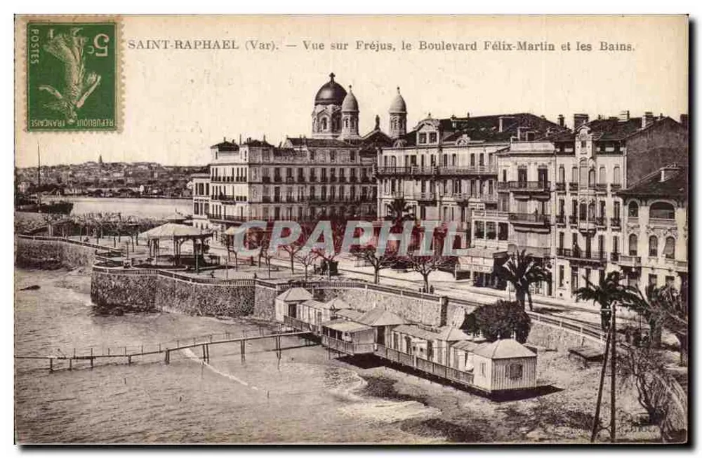 Saint-Raphaël (Var) — Ansicht von Fréjus, Boulevard Félix-Martin und die Bains. - Vorderseite