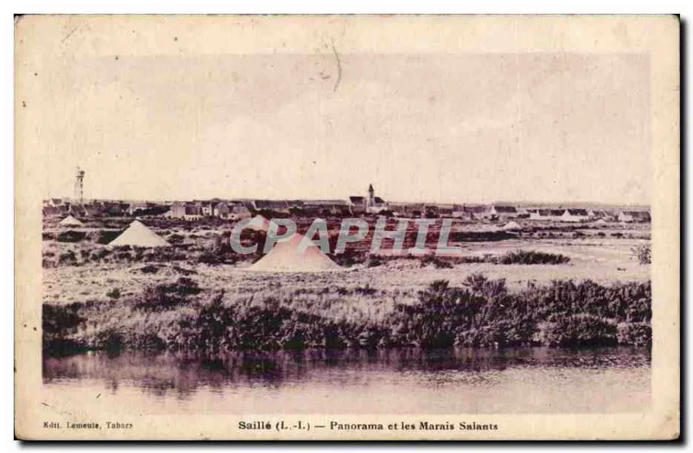 Saillé (L.-I.) — Panorama e os Marais Salants — Edição Lemeute, Tabars - Frente