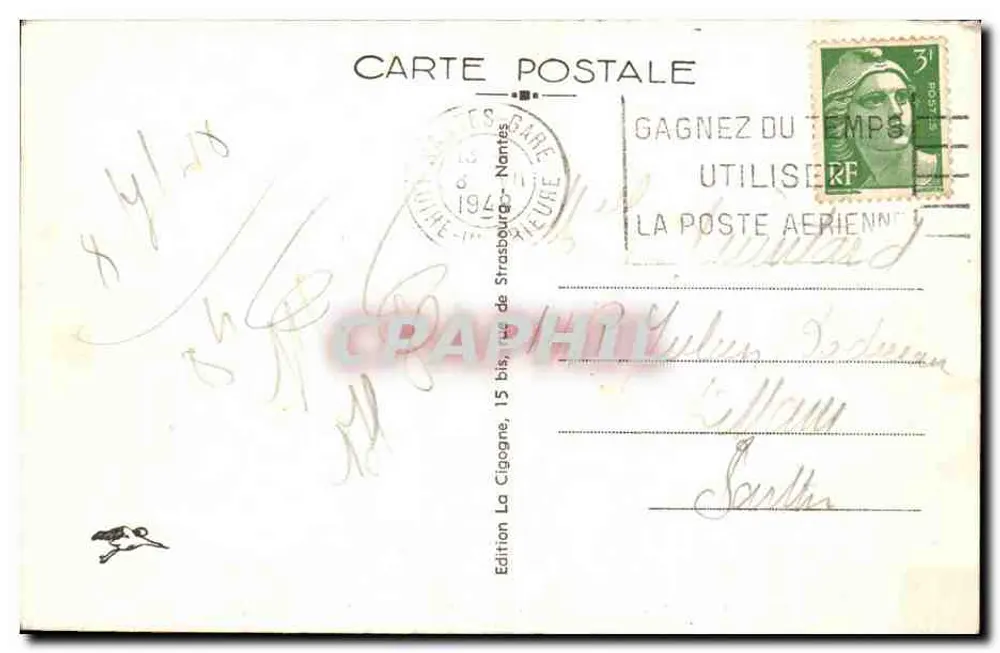NANTES — Square de la Petite-Hollande und Palais de la Bourse — Édition La Cigogne, n°345 - Rückseite