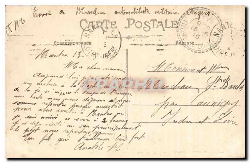 NANTES — Panorama nach Nordosten, aufgenommen vom Transbordeur — Sammlung Feu Chapeau, Nantes, 6e mille - Rückseite