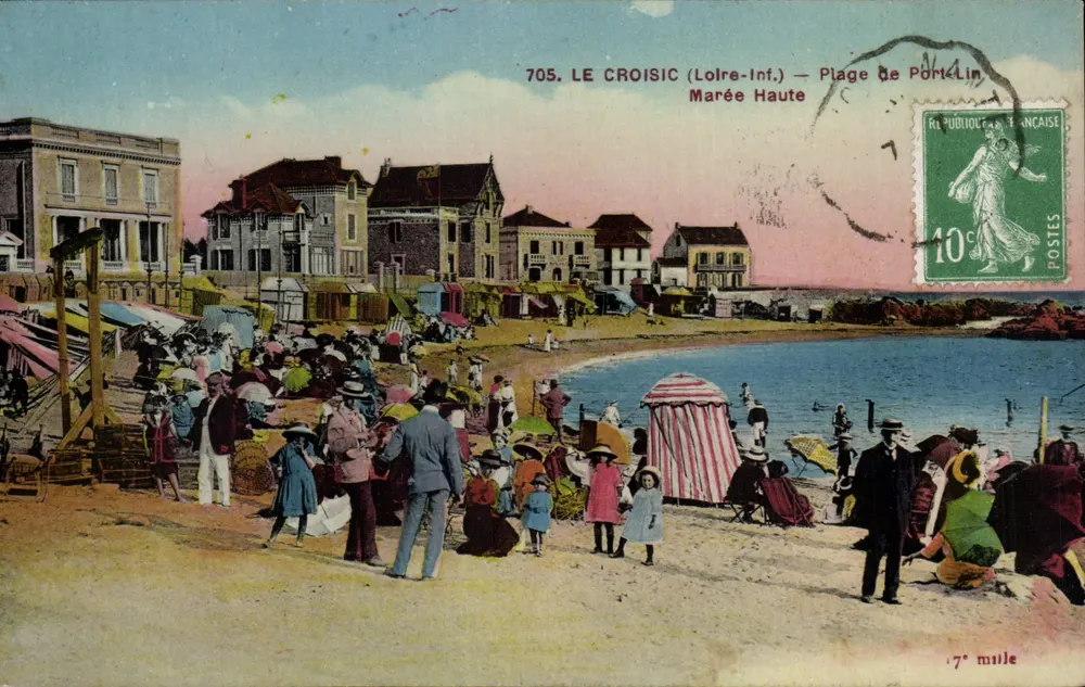 Le Croisic (Loire-Inf.) — Praia de Port-Lin — Maré Alta — Editor: P. Dubouct, n° 705 - Frente