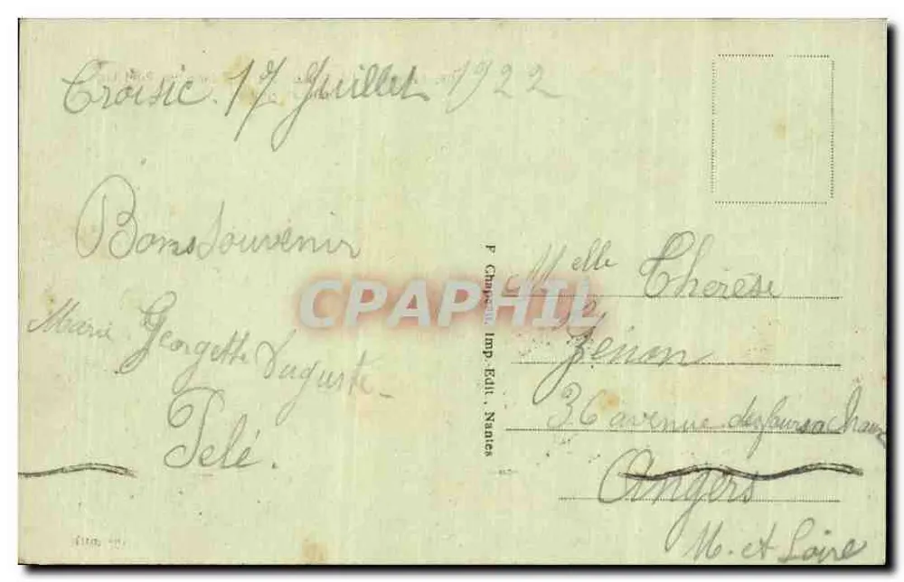 Le Croisic (Loire-Inf.) — Praia de Port-Lin — Maré Alta — Editor: P. Dubouct, n° 705 - Verso
