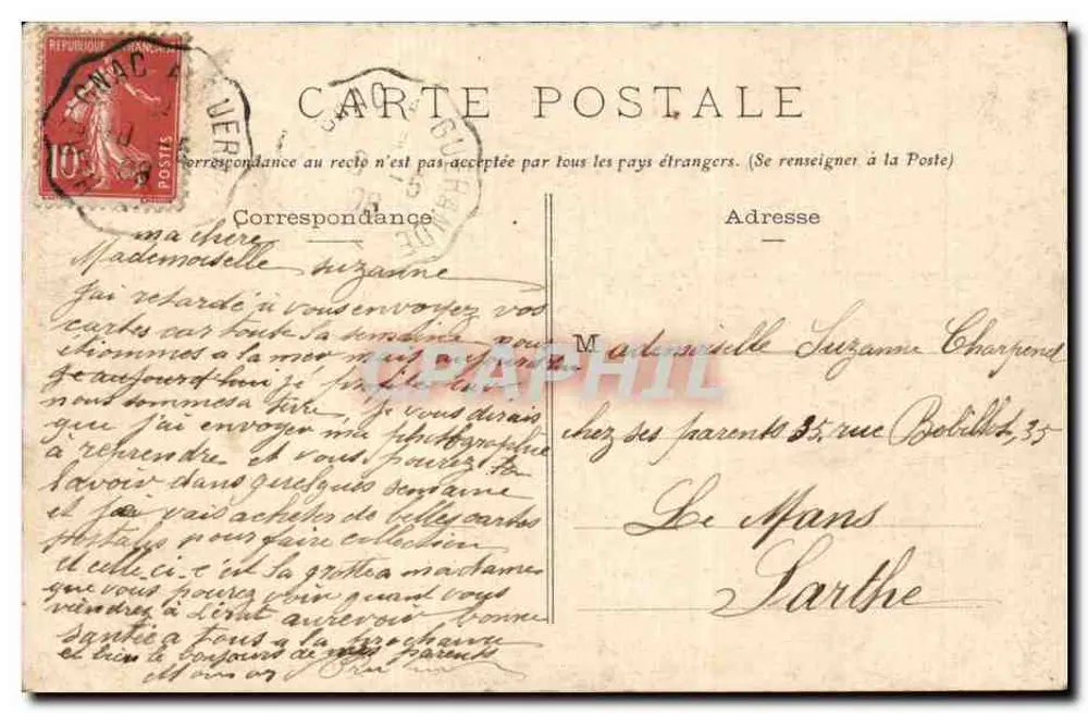 Piriac - A Gruta da Senhora — Coleção A. Thurel, editado em Nantes - Verso