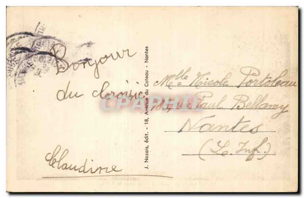 Le Croisic (L.-Inf.) — A Praia de Port-Lin — J. Nozais, editor - Verso