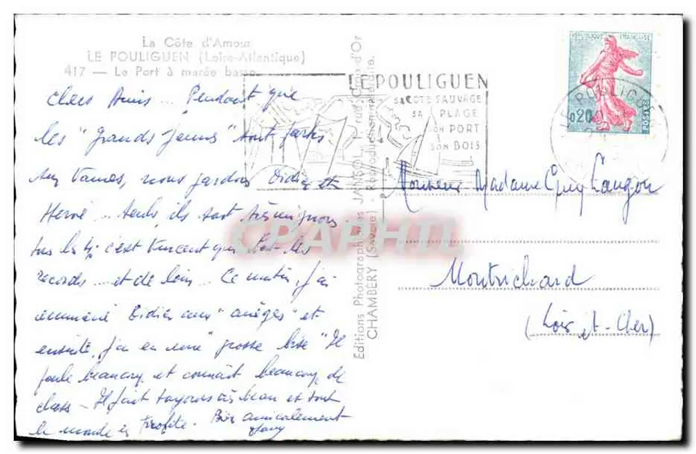 Le Pouliguen — O Porto com maré baixa — Edições Fotográficas Chambarry, n°417 - Verso