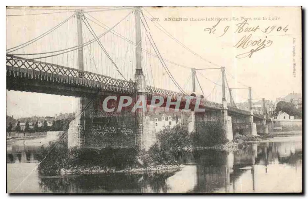 Ancenis (Loire-Inférieure) — El Puente sobre la Loira — Editor L. Lenghin, n° 377 - Anverso
