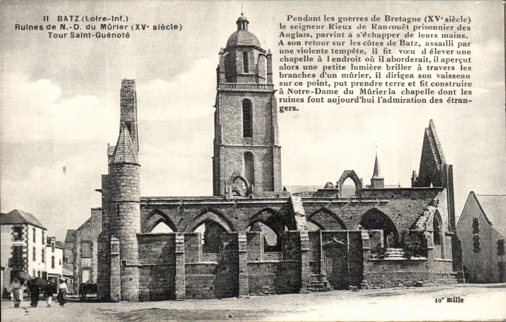 Ruinen von N.-D. du Mûrlier (15. Jahrhundert) — Tour Saint-Guénoté — Batz (Loire-Inf.) - Vorderseite
