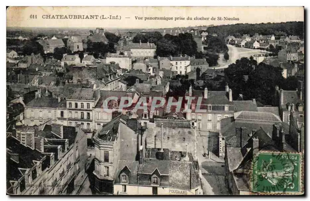 Châteaubriant (L.-Inf.) — Panoramische Ansicht vom Glockenturm von St-Nicolas — Pouchard - Vorderseite