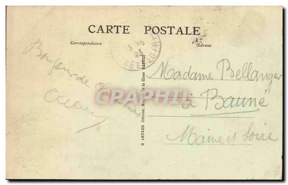 Châteaubriant — Entrada do Castelo-Forte — G. Artaud, Avenue de la Closé, Nantes - Verso