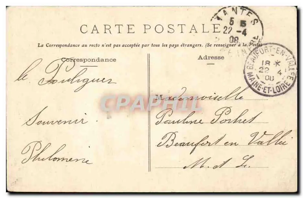 Bourg-de-Batz (L.-I.) - Rochers de la Dilanne — Fototipia Vassellier, Nantes, n° 1026 - Verso