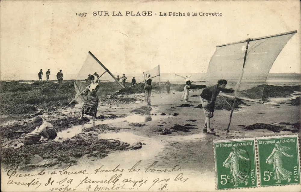 Am Strand — Garnelenfang — Unbekannter Verlag, Nr. 1497 - Vorderseite