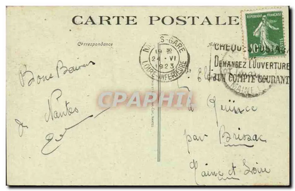 NANTES - A Place do Comércio — editor BIZET-TAILLOR n°301 - Verso