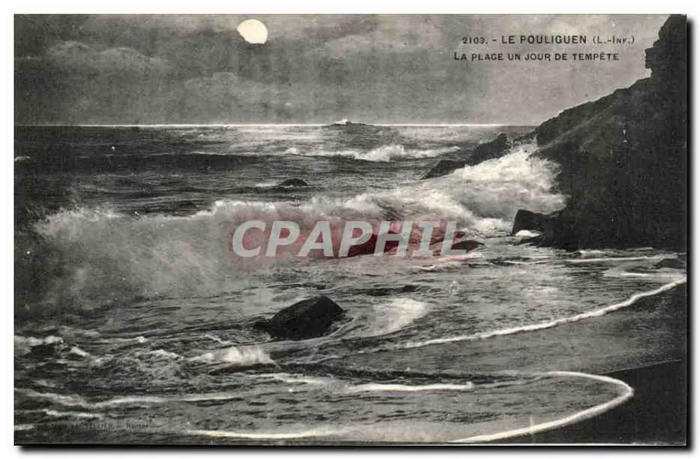 Le Pouliguen (L.-Inf.) — Ansicht der Strandpromenade an einem Sturmtag — n° 2103 - Vorderseite