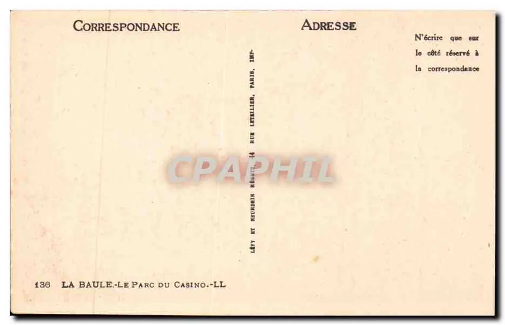 La Baule — Parque do Cassino — Editor: La Baule-Le Parque do Cassino-LL, n° 136 - Verso