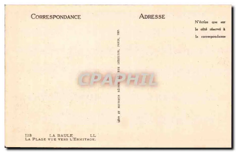 La Baule — Blick zum Hermitage — Verlag: LL, 123 La Baule - Rückseite