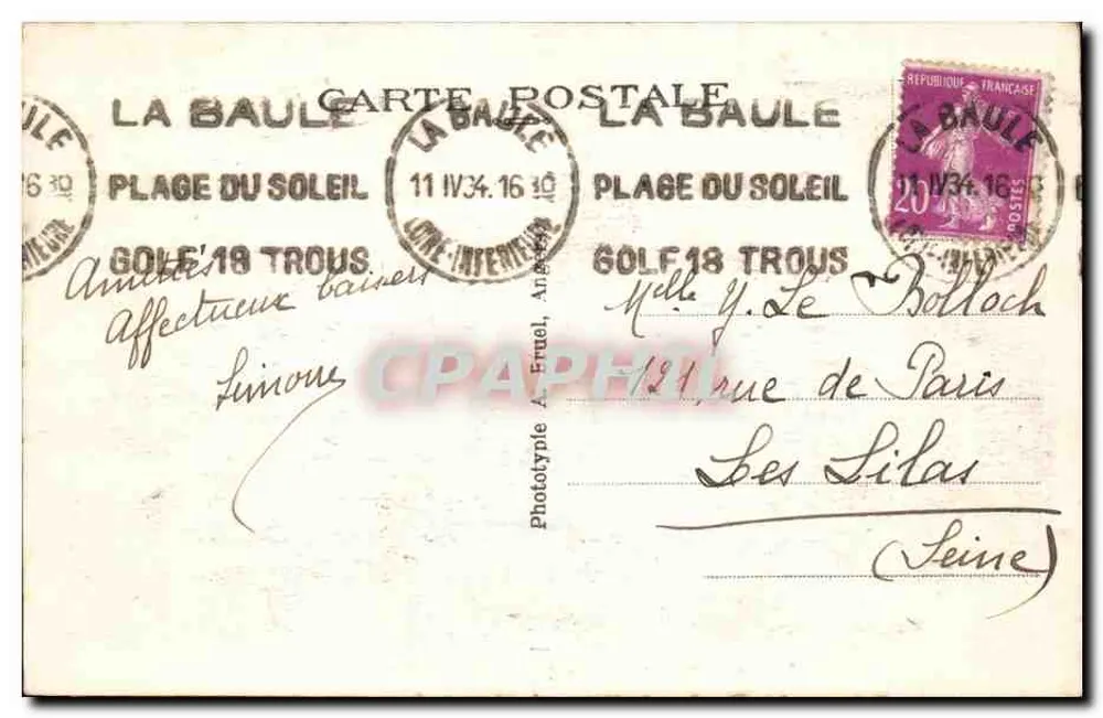 La Baule-sur-Mer (Loire-Inf.) — A Praia — A. B. - Verso