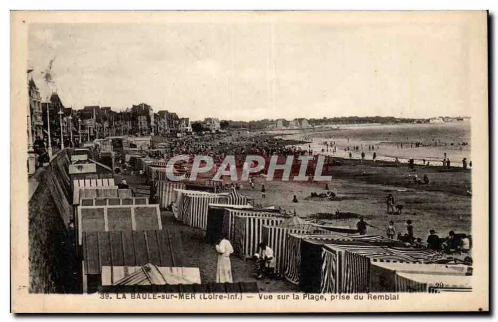LA BAULE-sur-MER (Loire-Inf.) — Aussicht auf den Strand, vom Damm aus — F. Chapeau, N°39 - Vorderseite