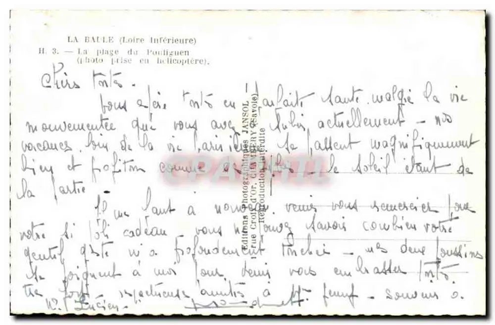 La Baule (Loire-Inférieure) — Der Strand von Pouldiguen — Luftaufnahme — Verlag Jansol - Rückseite