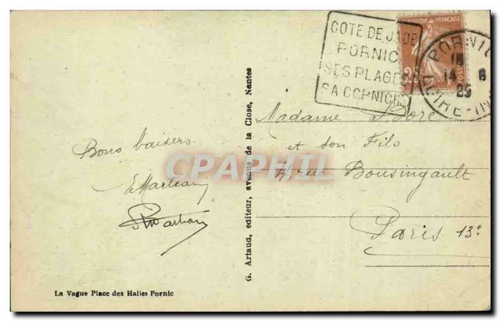 Pornic - La Plage de l'Anse aux Lapins — G. Artaud, Verlag, Nantes - Rückseite