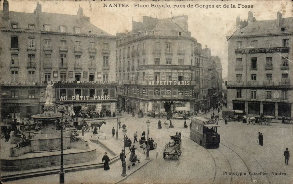 NANTES - Platz Royale, Straßen Gorges und der Fosse — Verleger Phototypie Vassellier, Nantes - Vorderseite
