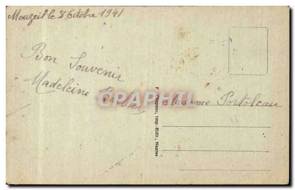 Mouzeil (Loire-Inf.) — 2º Lago de Cop-Choux — F. Carpeau, Imp.-Édit., Nantes - Verso
