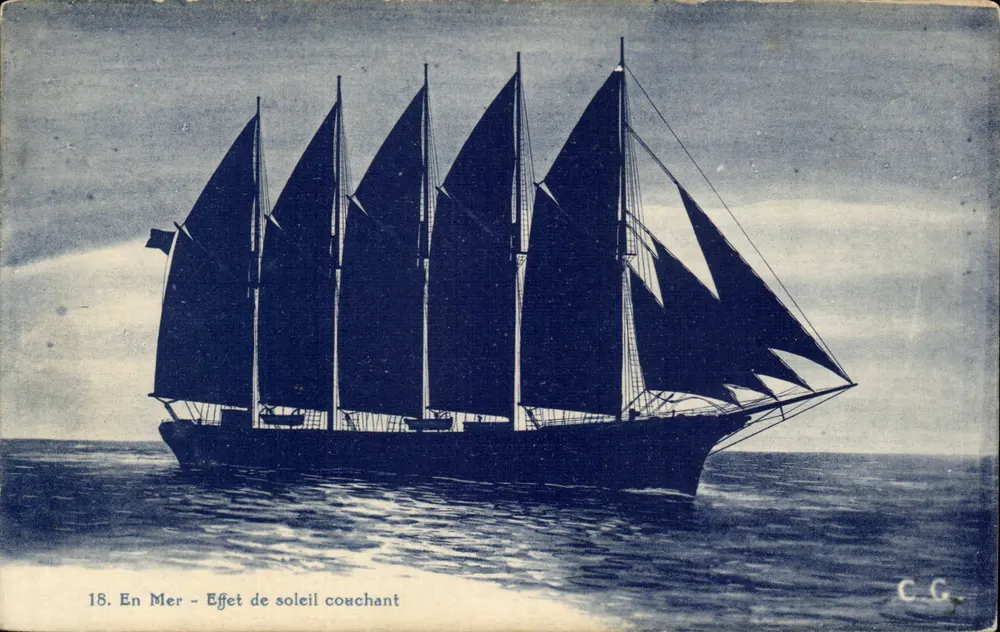 Segelschiff - Sonnenuntergangseffekt — G. ARTAUD, Nantes, n°18 - Vorderseite