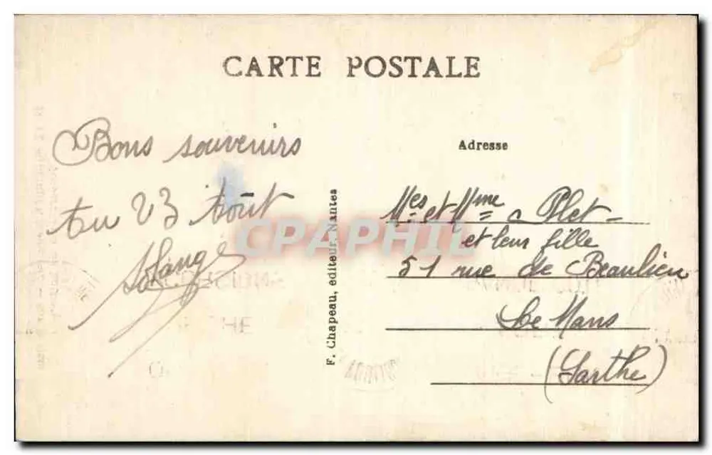 Le Pouliguen (Loire-Inf.) — Blick auf die Felsen — F. Chapeau, Verlag Nantes, Nr. 66 - Rückseite