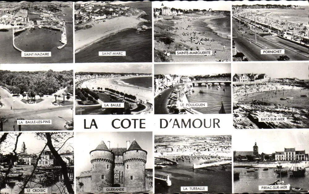 A Côte d'Amour — Saint-Nazaire, Saint-Marc, Sainte-Marguerite, Pornichet, La Baule, Le Pouliguen, Batz-sur-Mer, La Baule-les-Pins, Le Croisic, Guerande, La Turballe, Piriac-sur-Mer — Edições Gaby, Pornichet - Frente
