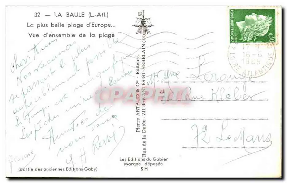 La Baule (L.-Atl.) — A mais bela praia da Europa... — Pierre Artaud & Cie, Nantes - Verso