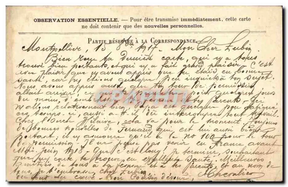 Korrespondenz der Armee der Republik — Montpellier — Stern Gravure - Rückseite