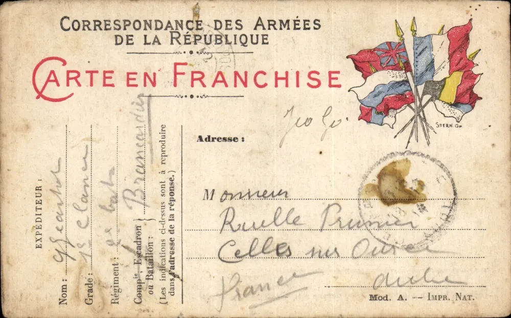 Korrespondenz der Armee der Republik — Freikarte — Stern & Cie - Vorderseite