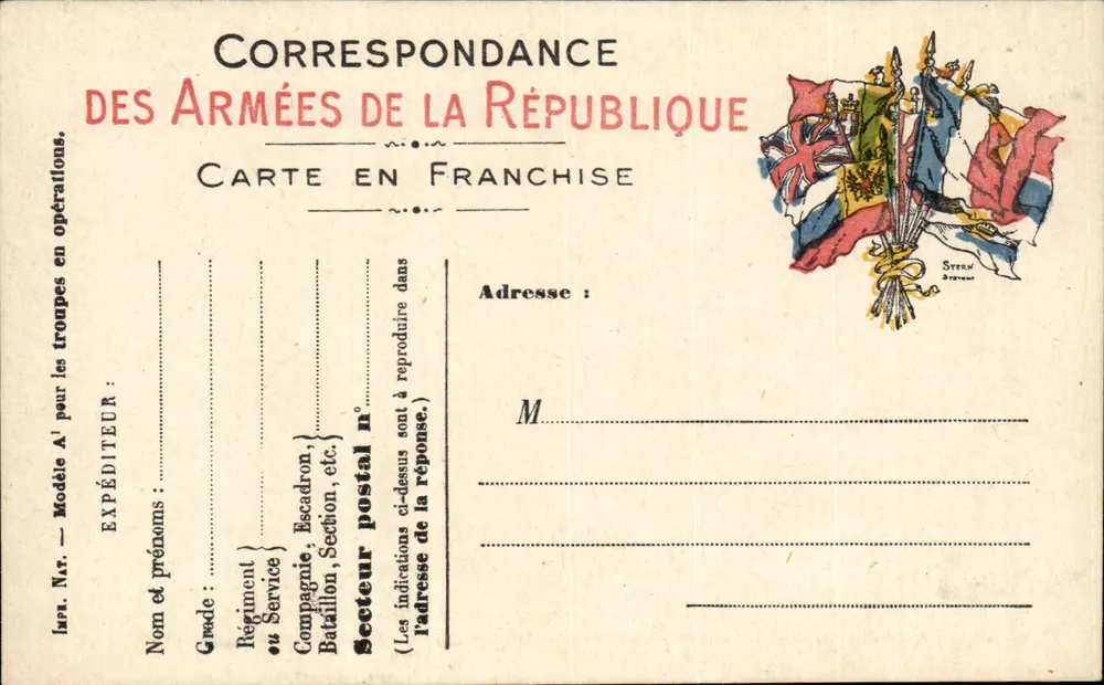 Correspondenz der Armee der Republik — Freikarte — Verlag Stern, Brüssel - Vorderseite