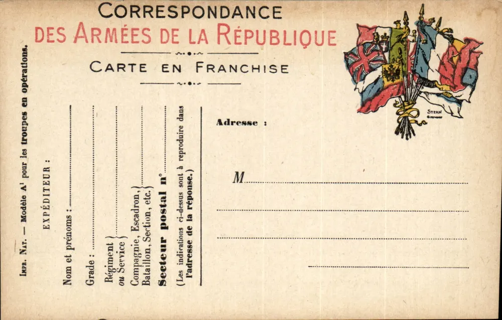 Korrespondenz der Armee der Republik — Freiporto — Verlag Stern - Vorderseite