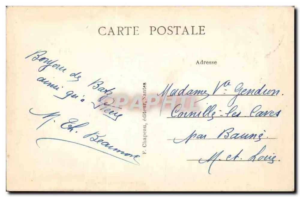 Batz-sur-Mer (Loire-Inf.) — La Baia del Grand-Mathieu — F. Chapeau, editore, Nantes - Verso
