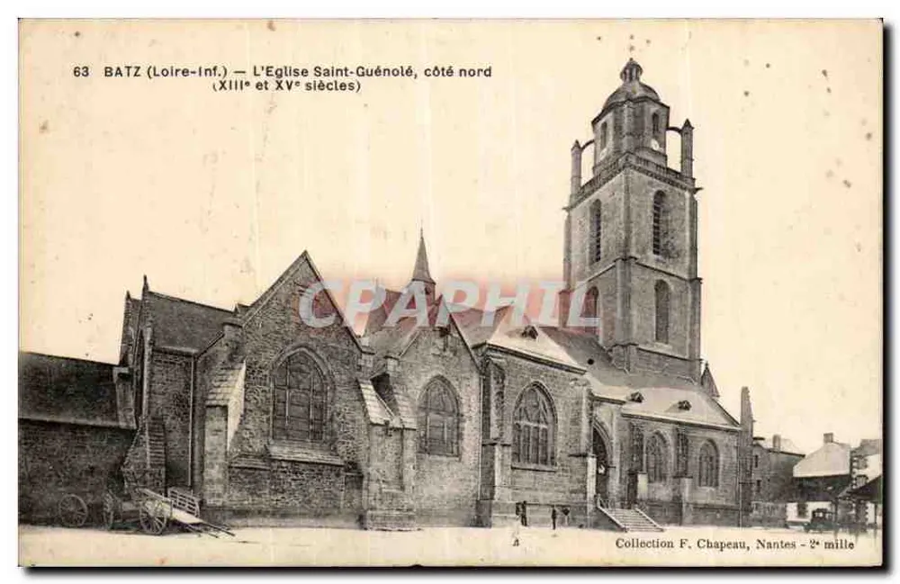 Batz (Loire-Inf.) — Die Kirche Saint-Guénolé, nördliche Seite — Sammlung F. Chapeau, Nantes - 2. Jahrtausend - Vorderseite