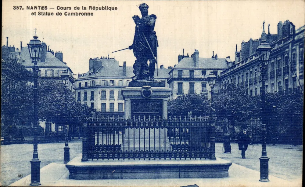 NANTES — Cours de la République und Statue von Cambronne — F. Chapreau, Verlag, 38, rue Eugène-Oriane, Nantes - Vorderseite