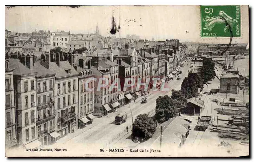 Nantes - Quai de la Fosse — städtische Ansicht mit Hotels und Kai — éditeur Artaud-Nozais, n°86 - Vorderseite
