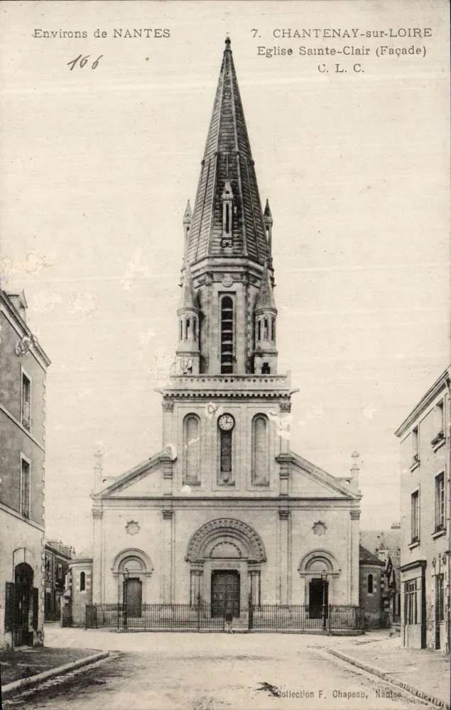 Chantenay-sur-Loire — Kirche Sainte-Clair (Fassade) — Sammlung F. Chapeau, Nantes - Vorderseite