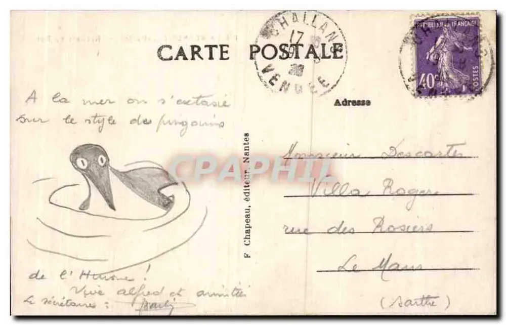 La Bernerie (Loire-Inf.) — Rochers du Rol — F. Chapeau, editor, Nantes - Verso