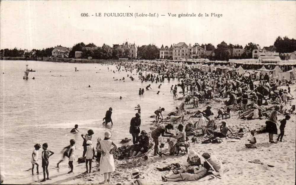 Le Pouliguen (Loire-Inf.) — Allgemeiner Blick auf den Strand — Phototype A. Brise - Angers, n°606 - Vorderseite