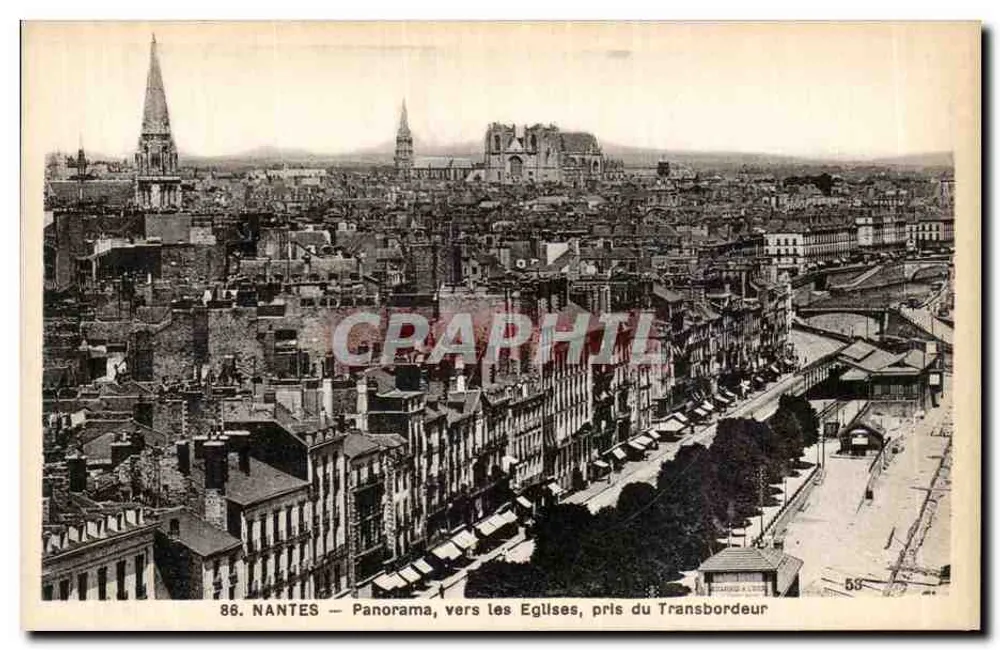 NANTES — Panorama in Richtung der Kirchen, aufgenommen vom Transbordeur — F. Chapeau, Nantes - Vorderseite