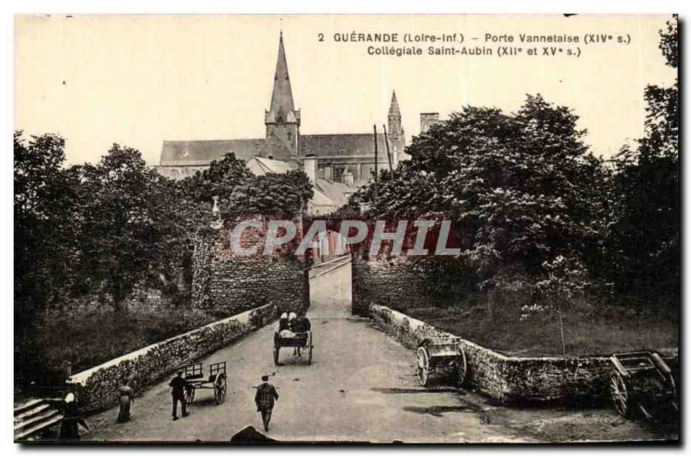 Guérande (Loire-Inf.) — Tor Vannetaise (14. Jahrhundert) und Kollegiatkirche Saint-Aubin (12. und 15. Jahrhundert) — F. Chapeau, Verlag Nantes - Vorderseite